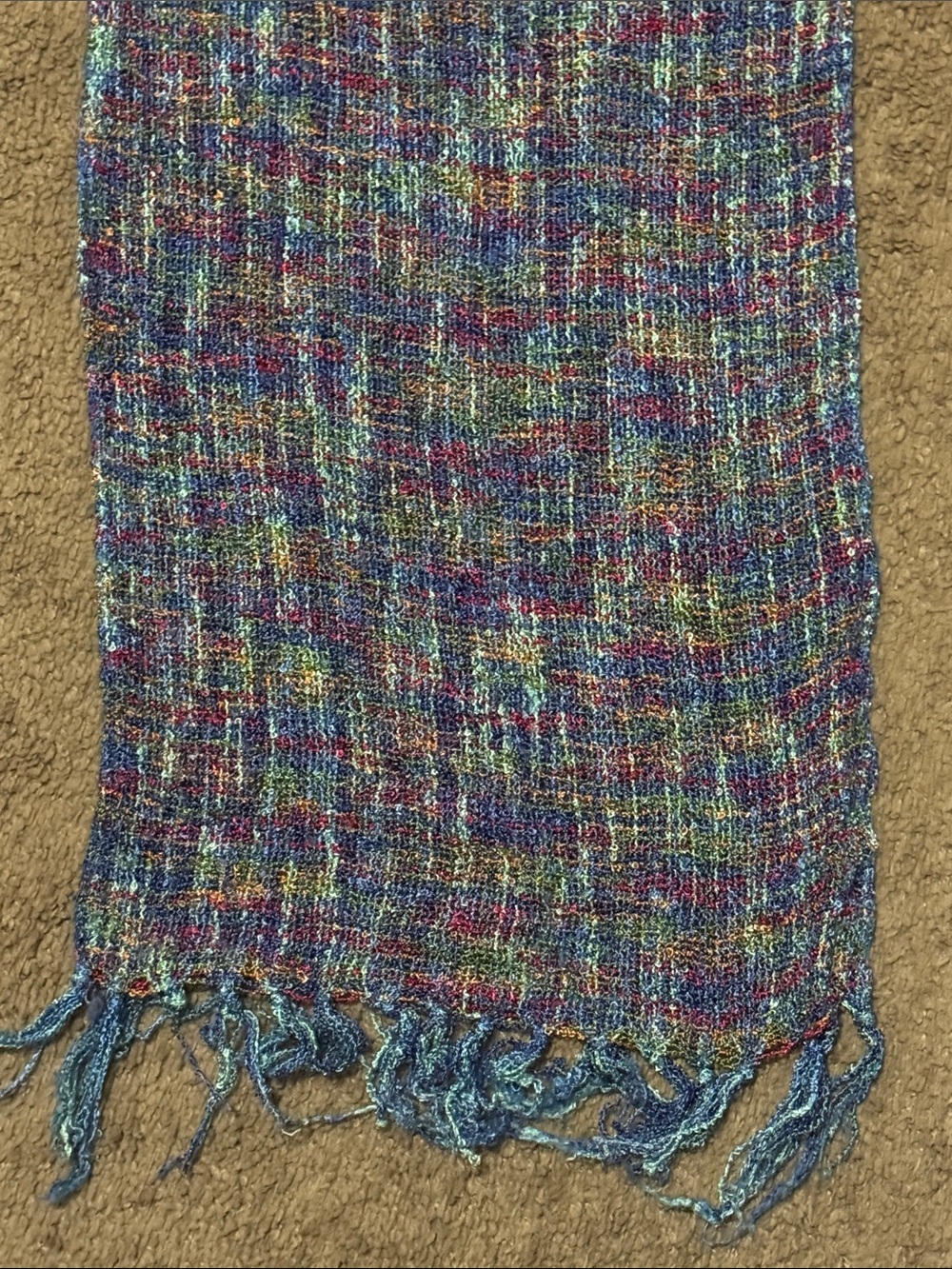 Made in Ireland Lightweight Scarf-EUC-Brightly Colored Plaid-Blue Tones-Silky - Picture 12 of 14